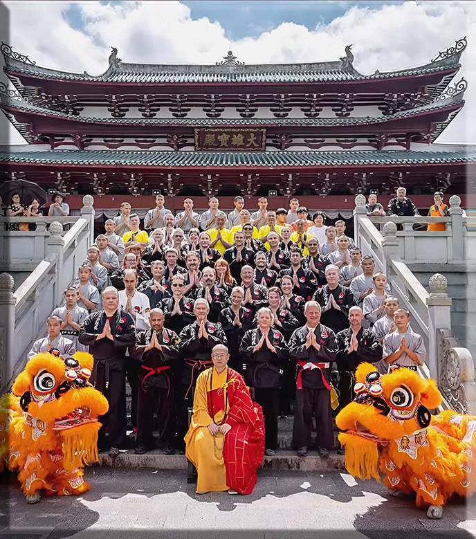 Kung Fu students in front of Shaolin Temple, birth place of Asian Martial Arts